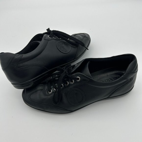 Versace Collection Black Leather Medusa Logo Shoes - Picture 1 of 12